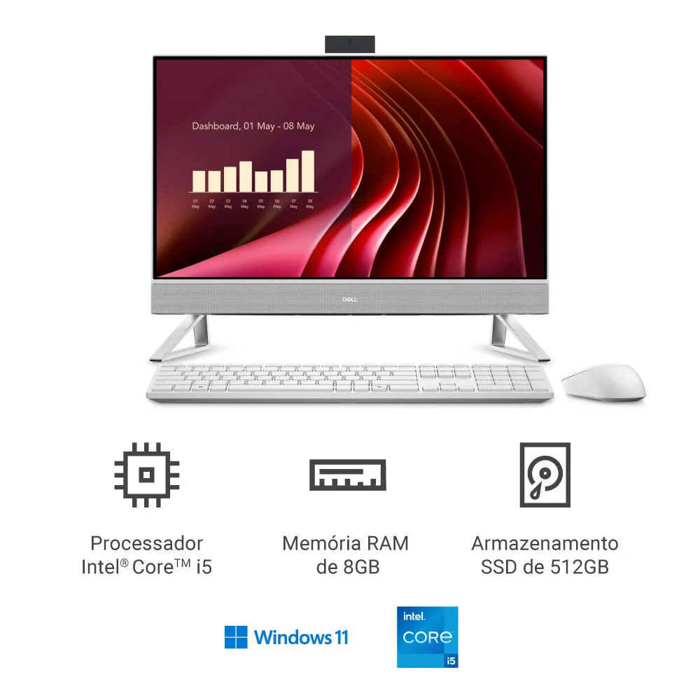 "All-in-one Dell 24 Ec24250 23.8"" Ips Full Hd, 13ª Gen Intel Core i5, 8GB, 512gb SSD, Win 11 - Aio-i1303-m10" - view 4