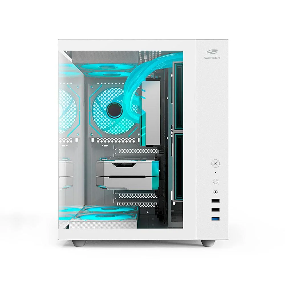 Gabinete Gamer C3tech Aquarius Mt-g920wh Sem Fonte Branco Gabinete Gamer C3tech Aquarius Mt-g920wh Sem Fonte Branco