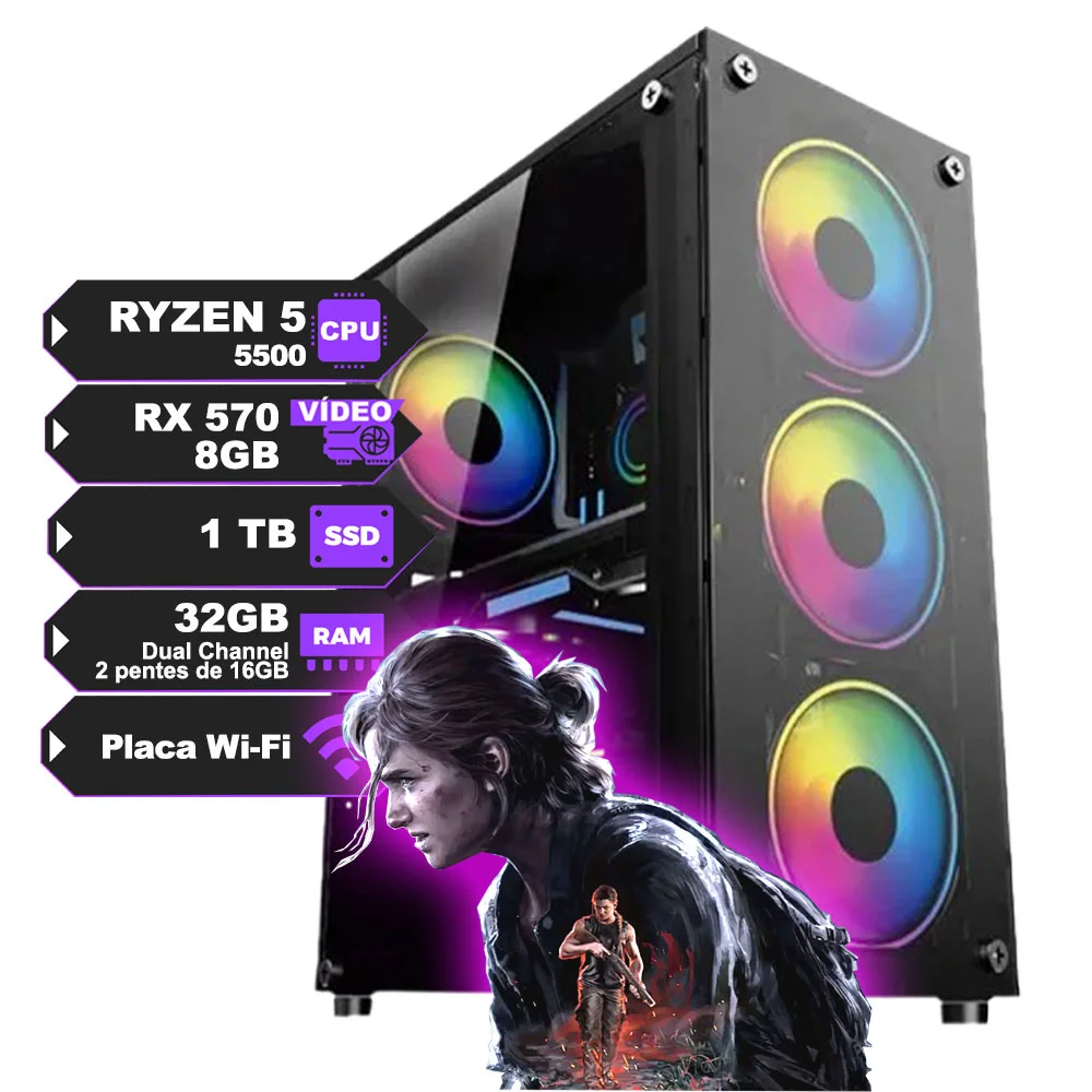グラボありゲーミングPC ryzen5 2600/rx570/SSD1TB PC Gamer Ryzen 5 5500 c Placa de Vídeo RX 570 de