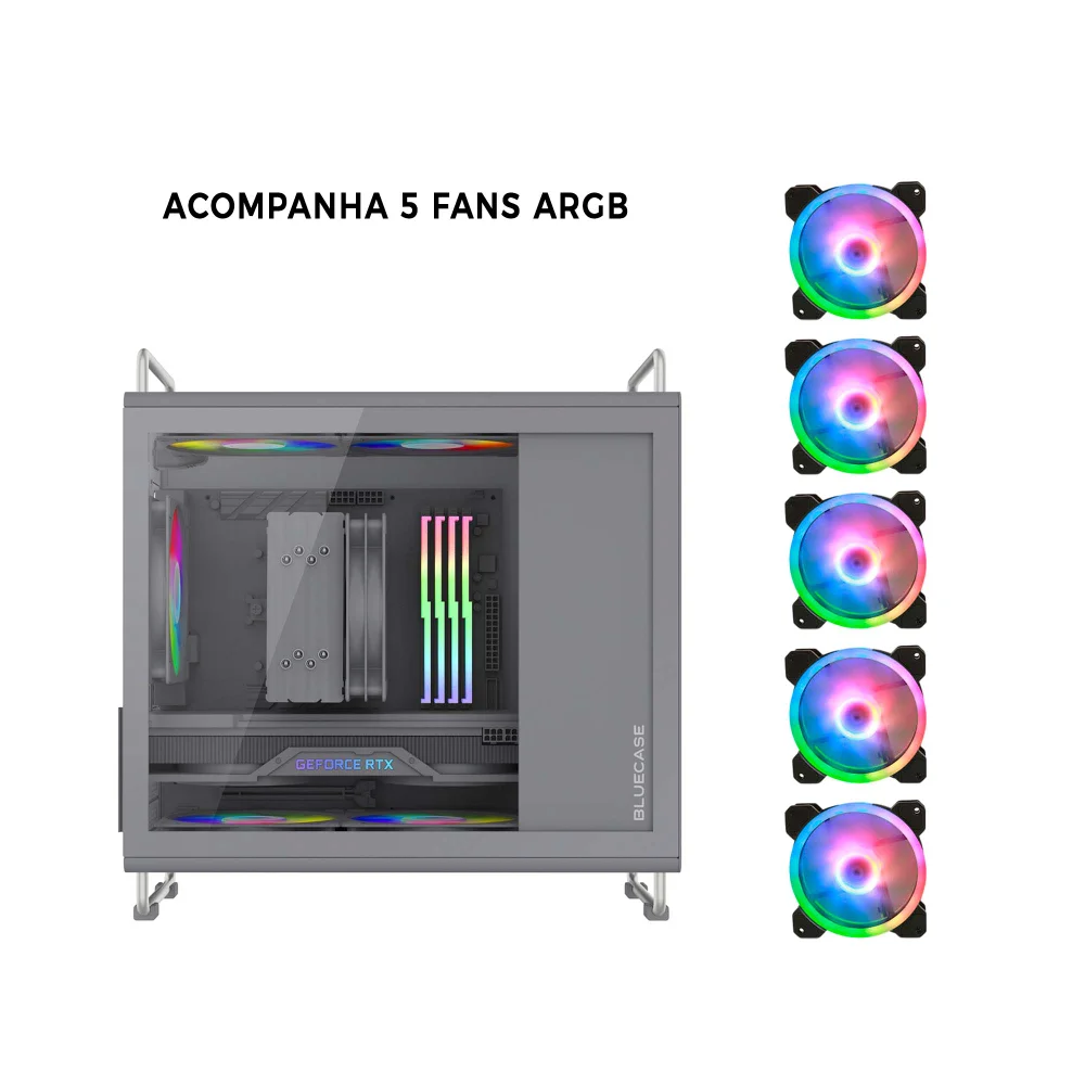 "Computador Gamer Intel i9 11ª 64gb Ram, SSD 2TB, RTX 3060 12gb, Monitor 23"" Curvo Branco, Gabinete Tiny Pro Cinza" - view 2