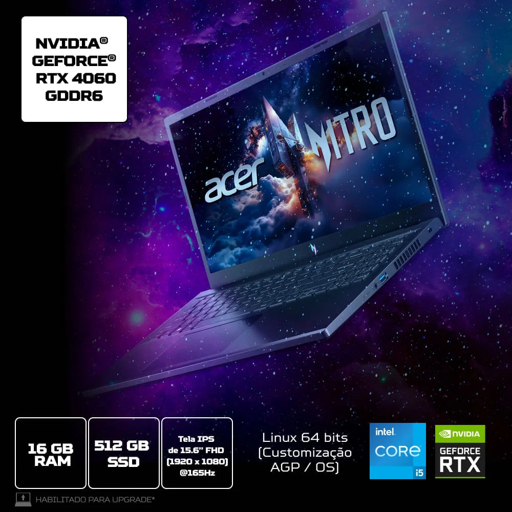 Notebook Gamer Acer Nitro V15 Anv15-52-52vn Intel® Core™ i5-13420h 13ªg 512 Gb SSD 16 Gb Ram RTX 4060 15.6” - NH.U1UAL.001 Notebook Gamer Acer Nitro V15 Anv15-52-52vn Intel® Core™ i5-13420h 13ªg 512 Gb SSD 16 Gb Ram RTX 4060 15.6” - NH.U1UAL.001