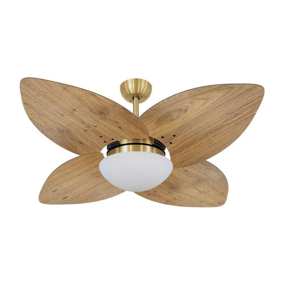 Ventilador De Teto Dormamu Dourado 4 Pás Rádica Imbuia 220v