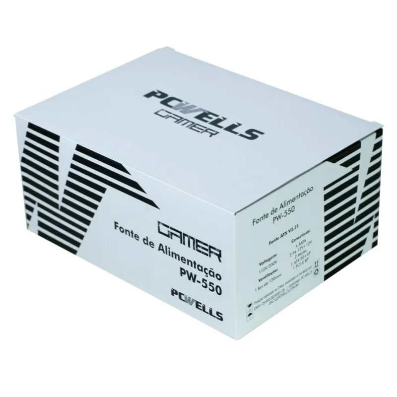 Fonte Atx 550w PCwells Pw-550 Com Cabo Fonte Atx 550w PCwells Pw-550 Com Cabo