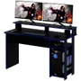 Mesa Para Computador Gamer Espaço Para 2 Monitores E Cpu Preto/azul