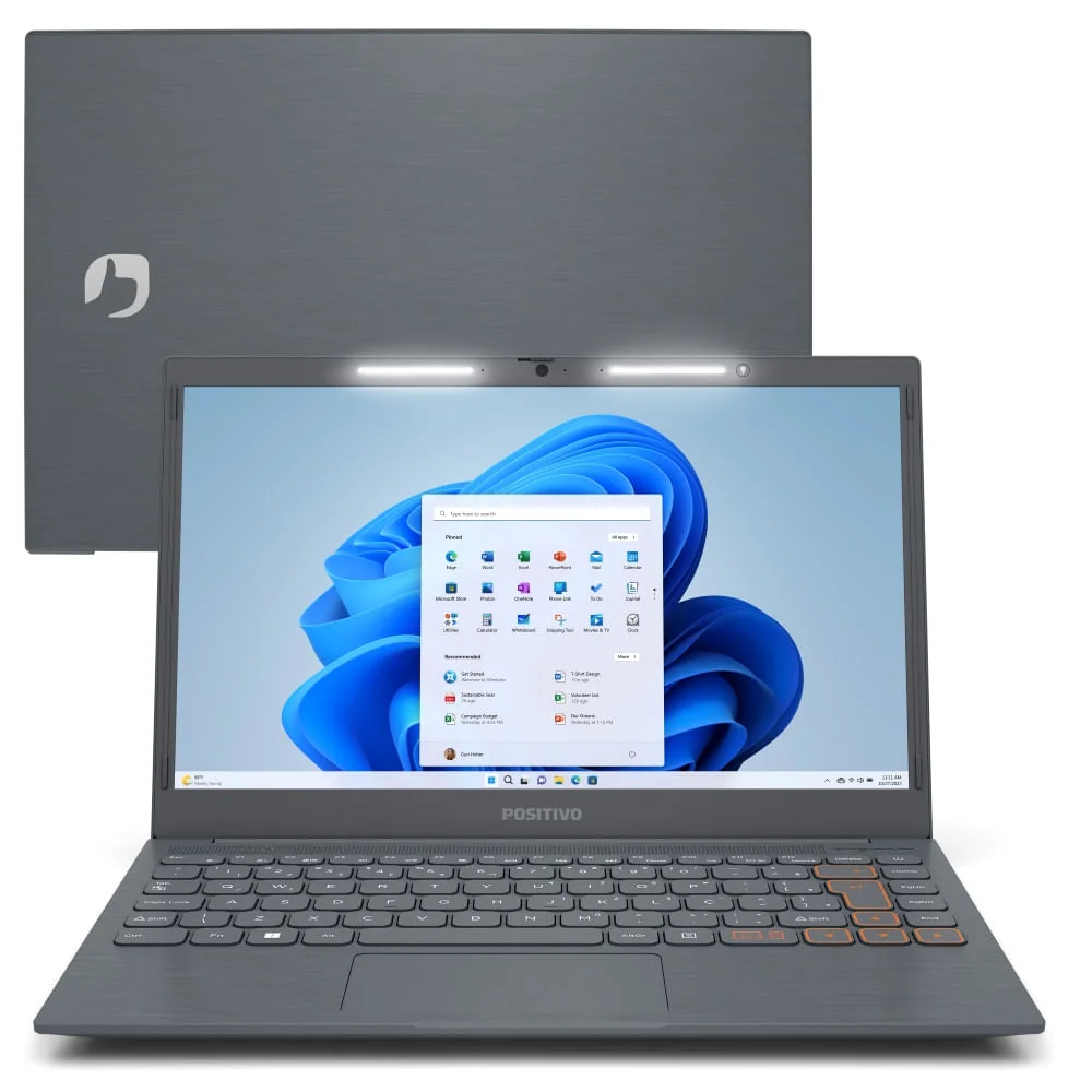 Notebook Positivo Vision C14 Lumina Bar Intel® Celeron® N4500 WINDOWS 11 Home 8GB Ram 128GB Emmc 14” Hd Tecla Link – Cinza