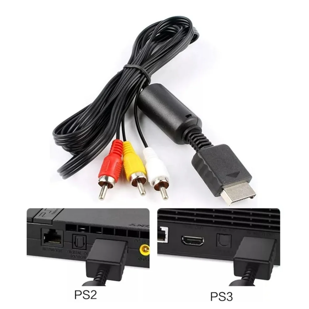 Cabo Av Áudio E Vídeo Rca Para Playstation 1 2 3 - Plug & Play Ps1 Ps2 Ps3