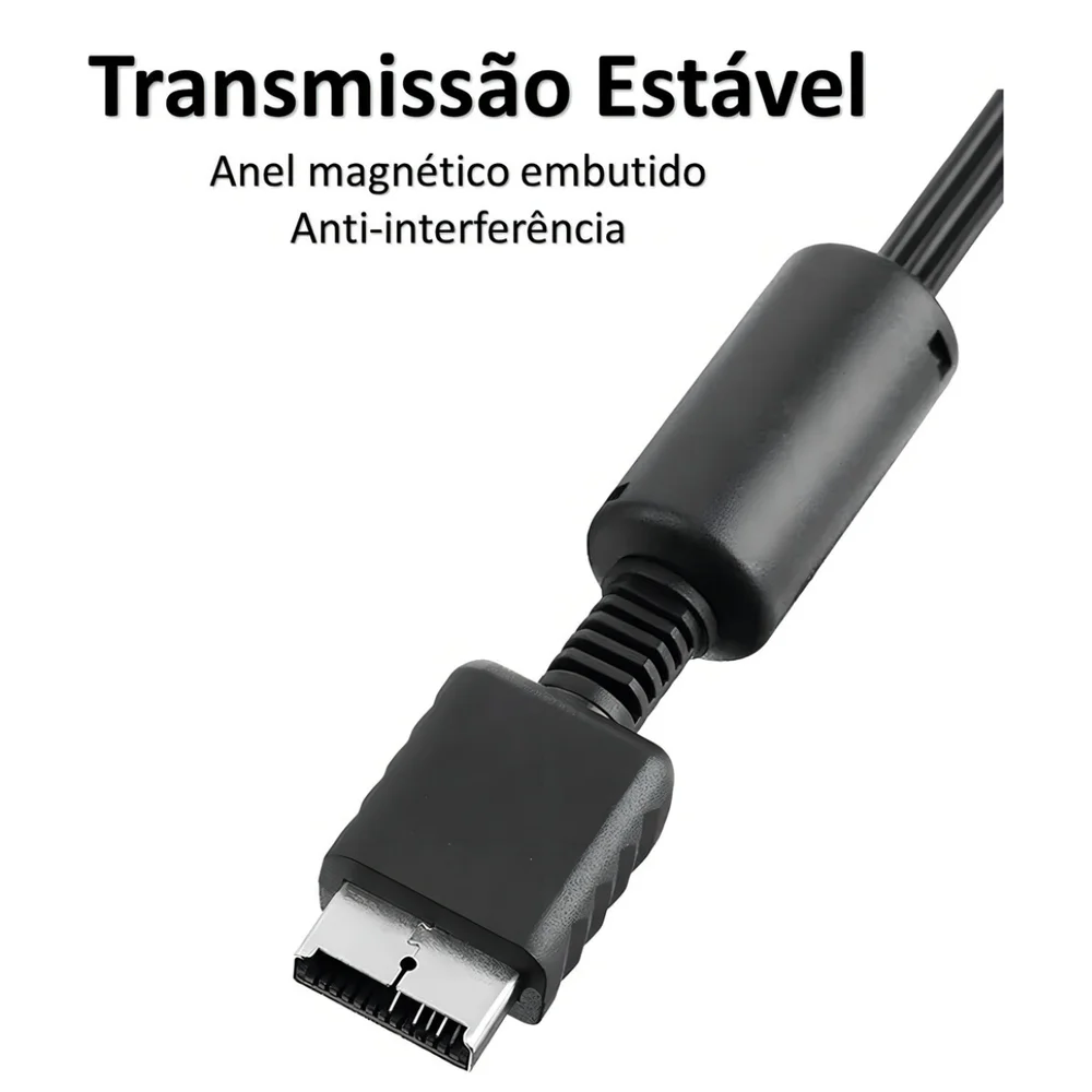 Cabo Av Áudio E Vídeo Rca Para Playstation 1 2 3 - Plug & Play Ps1 Ps2 Ps3