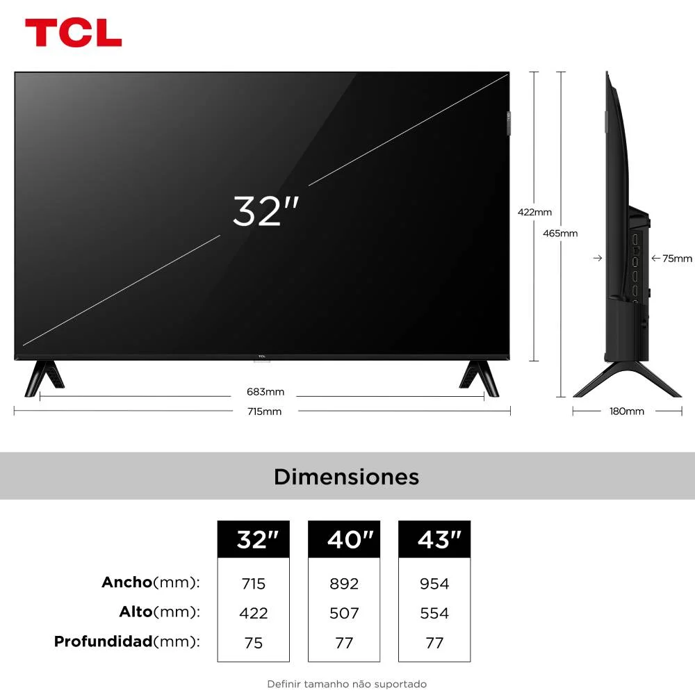 Smart TV TCL 32 Polegadas HD QLED S5K WiFi Bluetooth Google TV 2 HDMI HDR10 Dolby Audio 32S5K - view 2