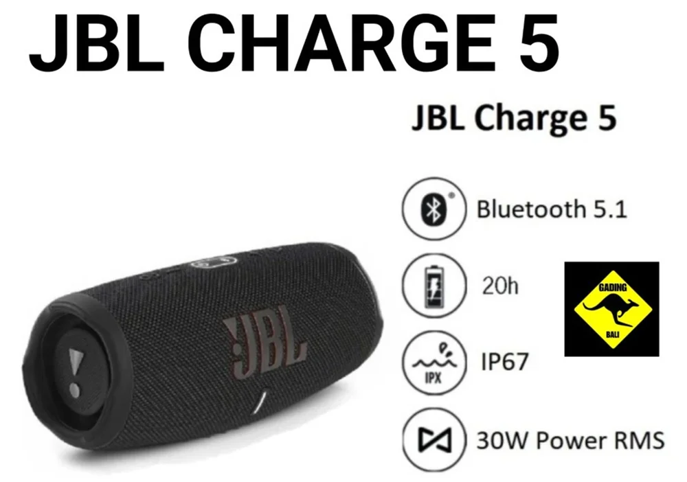Speaker Jbl Charge 5 Com 40 Watts Rms Bluetooth E Usb - Preto