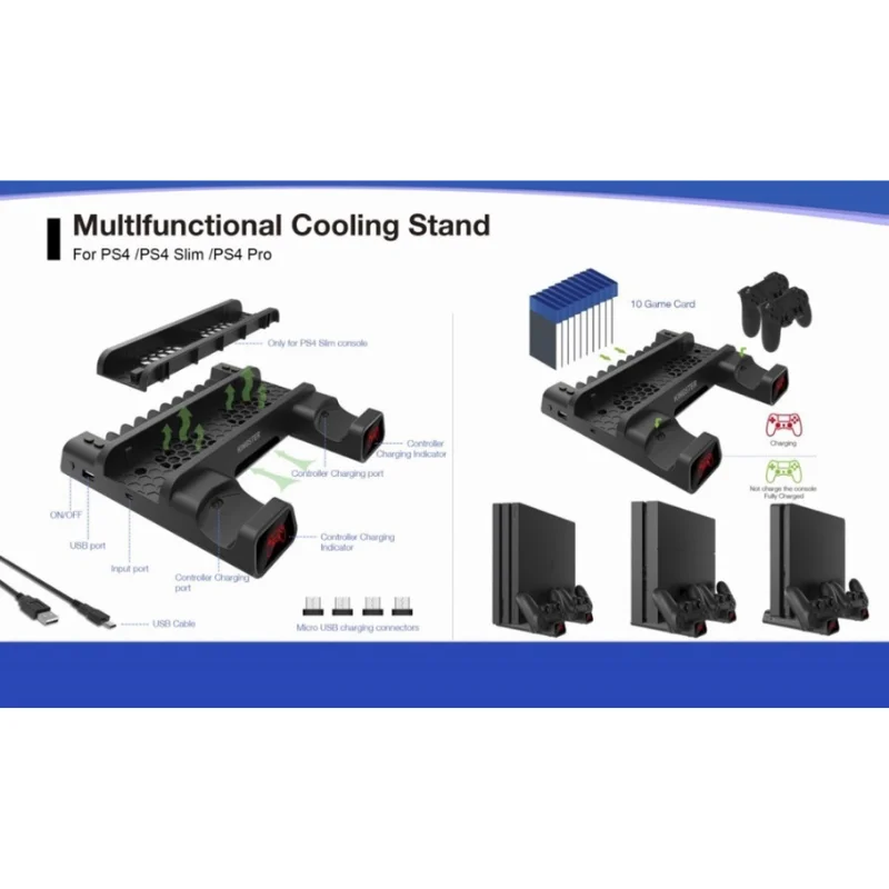 Suporte Base Vertical Cooler E Carregador Ps4 Pro Slim Fat Modelo -tp4-19076 Suporte Base Vertical Cooler E Carregador Ps4 Pro Slim Fat Modelo -tp4-19076