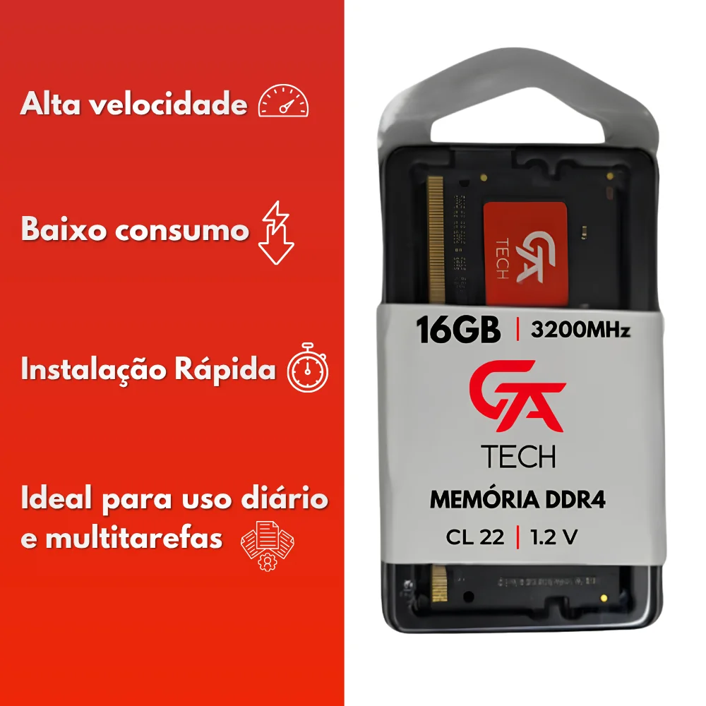Memória Ram Notebook 16gb Gta Tech Ddr4 3200mhz Cl22 1.2v Memória Ram Notebook 16gb Gta Tech Ddr4 3200mhz Cl22 1.2v