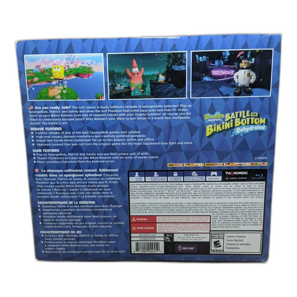 Jogo Spongebob Squarepants: Battle For Bikini Bottom Ps4 Ed