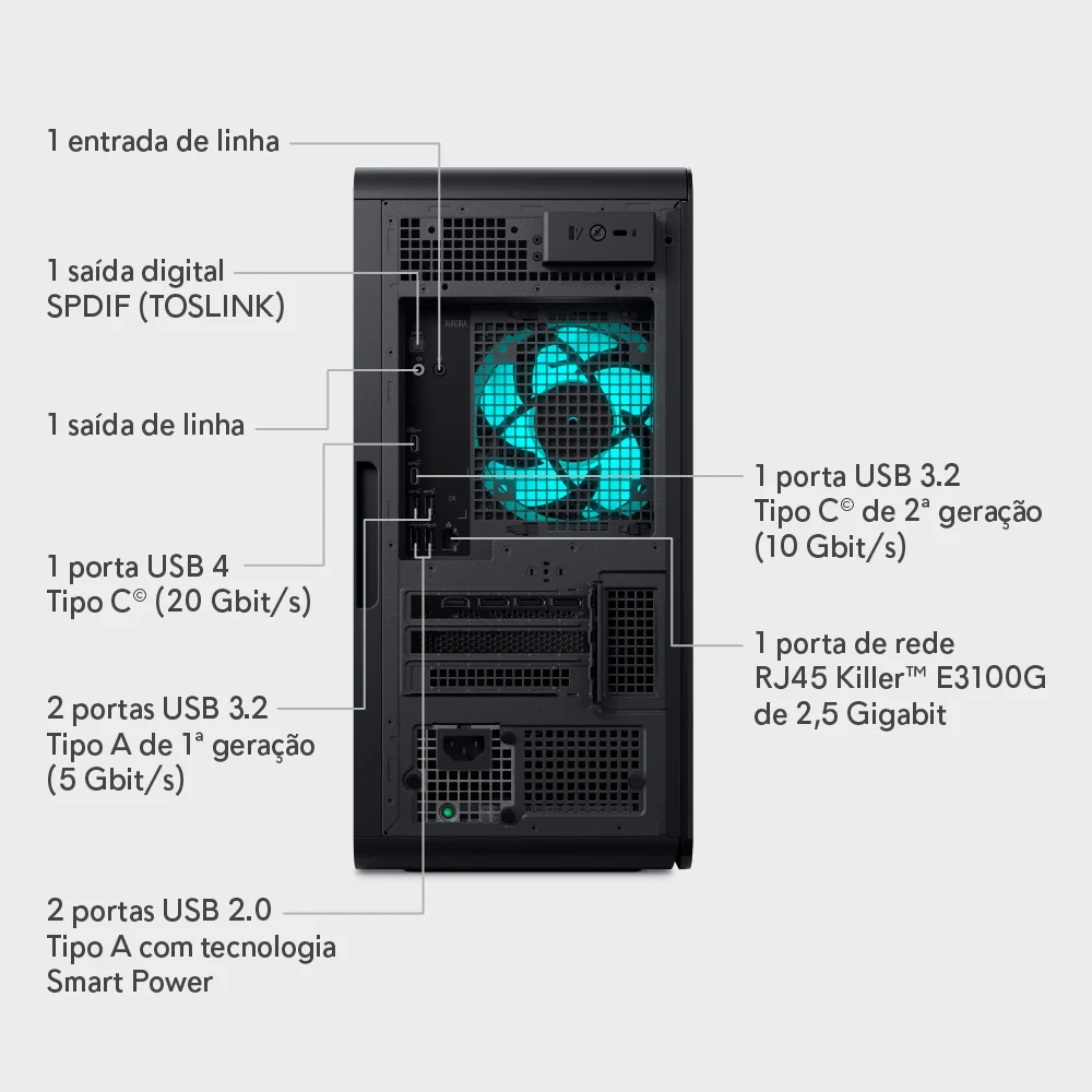 Desktop Dell Alienware Aurora Intel Core Ultra 9 RTX 5070 32gb 1TB SSD WINDOWS 11 Aw-u9285k-m20p - view 3
