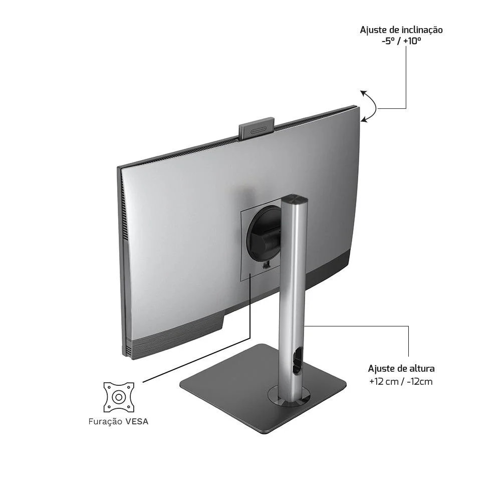 "Computador All In One 24"", Intel Core i5 12400 12ª Geração, 16gb Ddr4, SSD 512gb, Webcam, Wifi, Bluetooth, Hq Silver Aihqp-005" em Campinas - foto 3