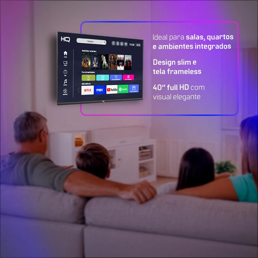 Smart Tv Hq 40"" Full Hd Tela Sem Bordas Android 12 Design Slim Hqs40nkhm - view 3