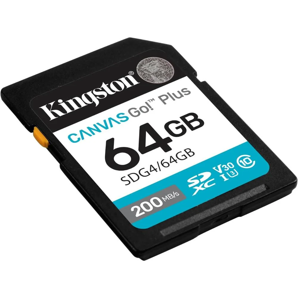 Cartão Sd 64gb Kingston Canvas Go Plus Para Gravação De Vídeo 4k Uhd E Modo Fotográfico Burst Na Sua Dslr, Leitura Até 200mb/s, Sdg4/64gb
