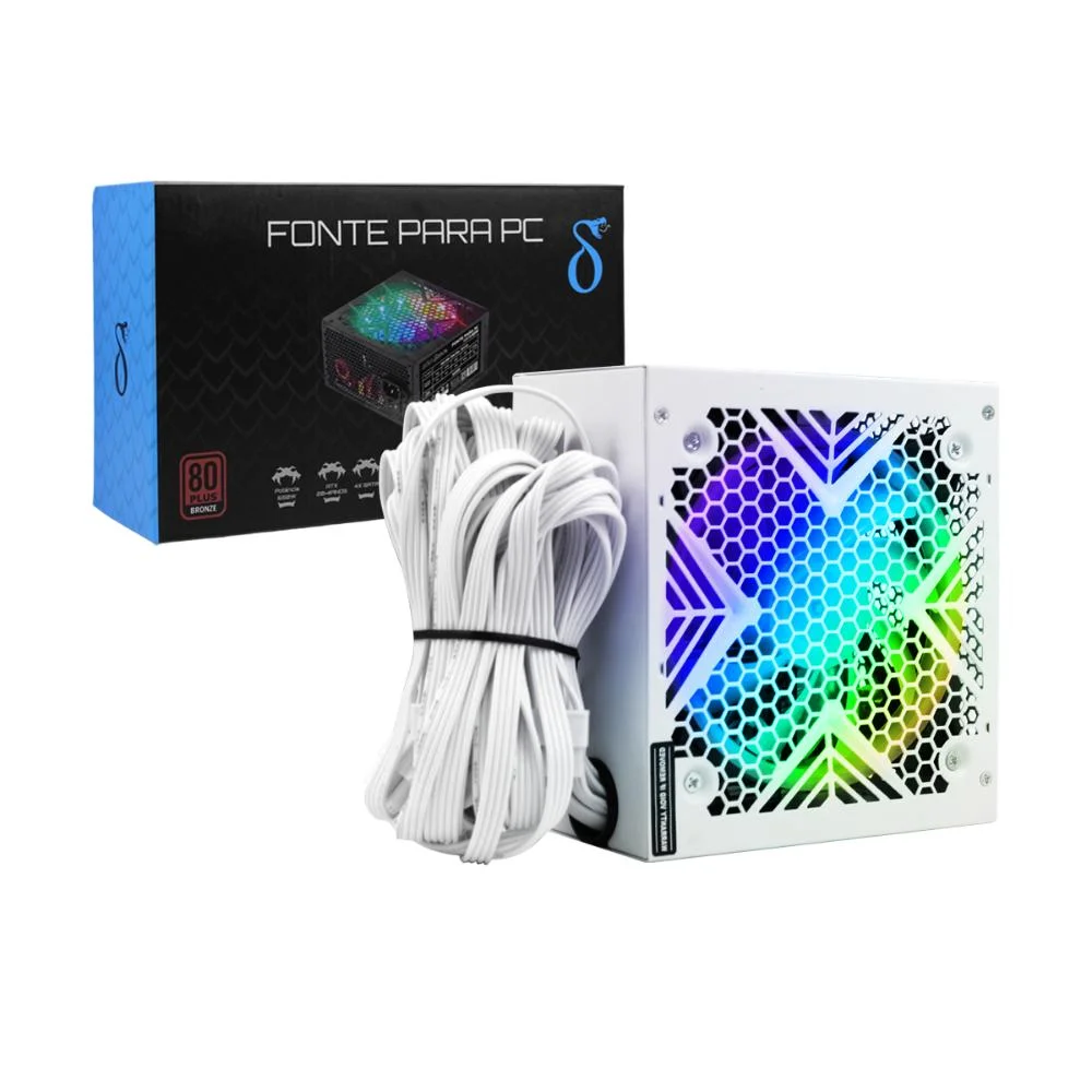 Fonte Atx 750w Para PC Gamer RGB 80 Plus Bronze Compatível Amd/intel