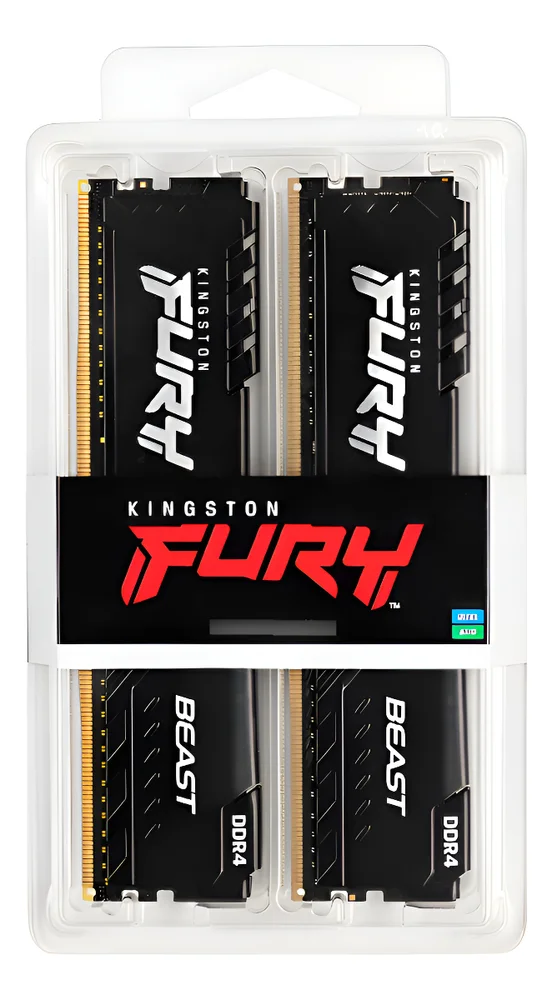 Kit Memória Kingston Fury Beast 16gb (2x8GB) Ddr4 3200mhz Cl16 1.35v – Preto (kf432c16bbk2/16) Kit Memória Kingston Fury Beast 16gb (2x8GB) Ddr4 3200mhz Cl16 1.35v – Preto (kf432c16bbk2/16)