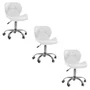 Kit 3 Cadeiras Office Eiffel Slim Com Base Giratória E Ajustável Branco