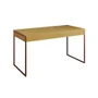 Mesa De Escritório Industrial Malta Canela 137x53cm Base Cobre Com 1 Cadeira Branca Mad Cor: Canela