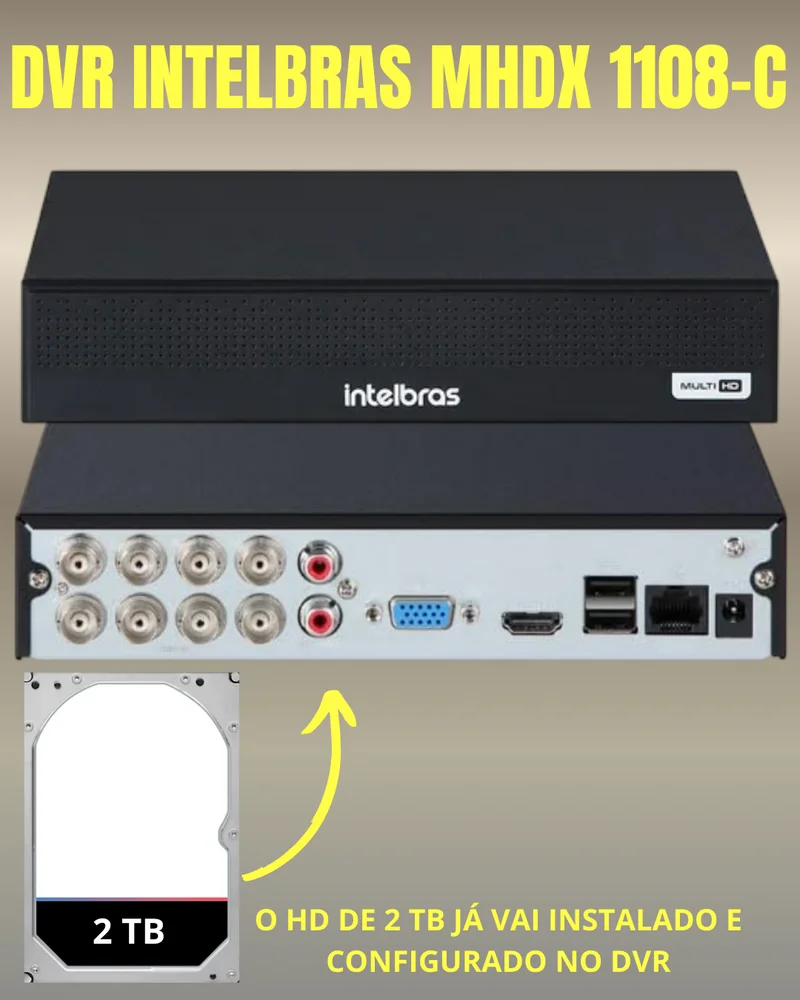 Kit 7 Câmeras Full Color C/áudio Dvr Intelbras 8 Canais 2TB
