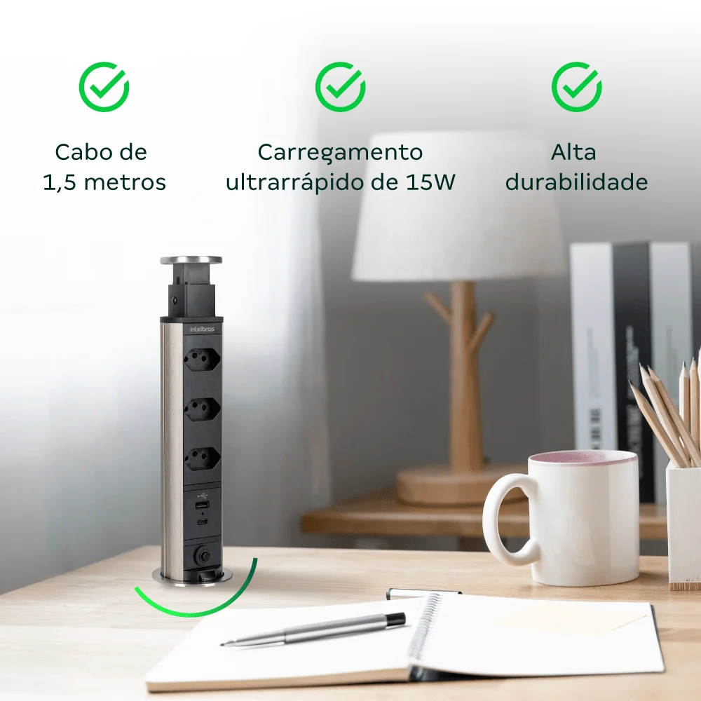 Protetor Eletrônico Torre 3 Tomadas Com Usb Epe 3003+ Intelbras Protetor Eletrônico Torre 3 Tomadas Com Usb Epe 3003+ Intelbras