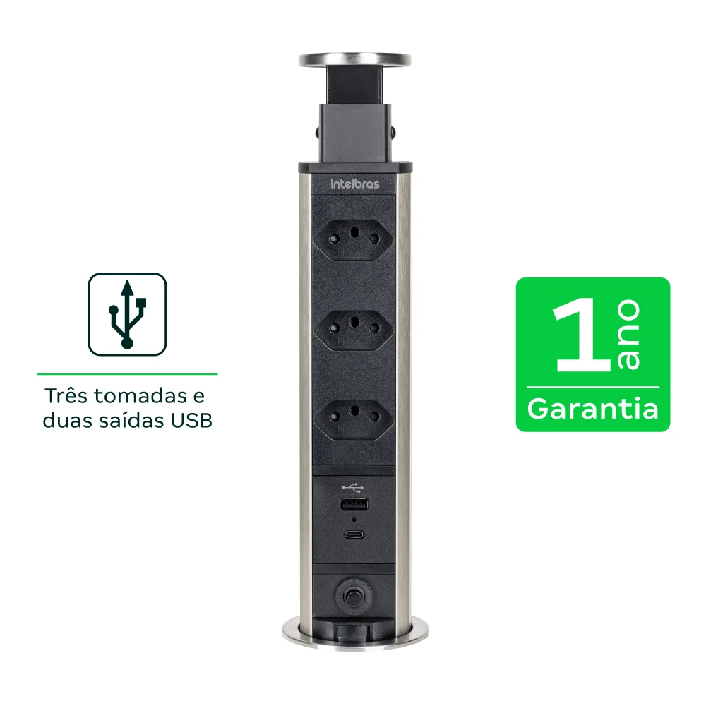 Protetor Eletrônico Torre 3 Tomadas Com Usb Epe 3003+ Intelbras Protetor Eletrônico Torre 3 Tomadas Com Usb Epe 3003+ Intelbras