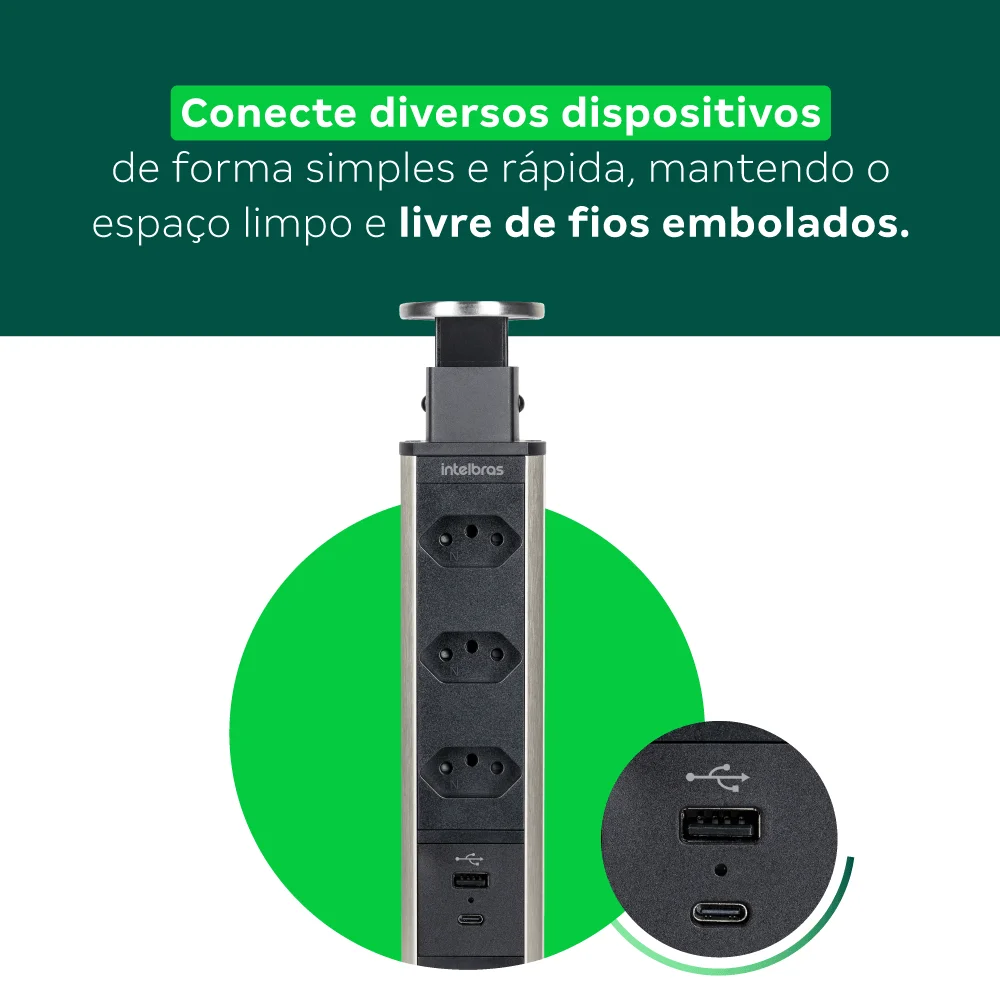 Protetor Eletrônico Torre 3 Tomadas Com Usb Epe 3003+ Intelbras Protetor Eletrônico Torre 3 Tomadas Com Usb Epe 3003+ Intelbras