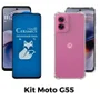 Kit Capa Transparente + Película Fosca Privacidade Para Motorola Moto G55